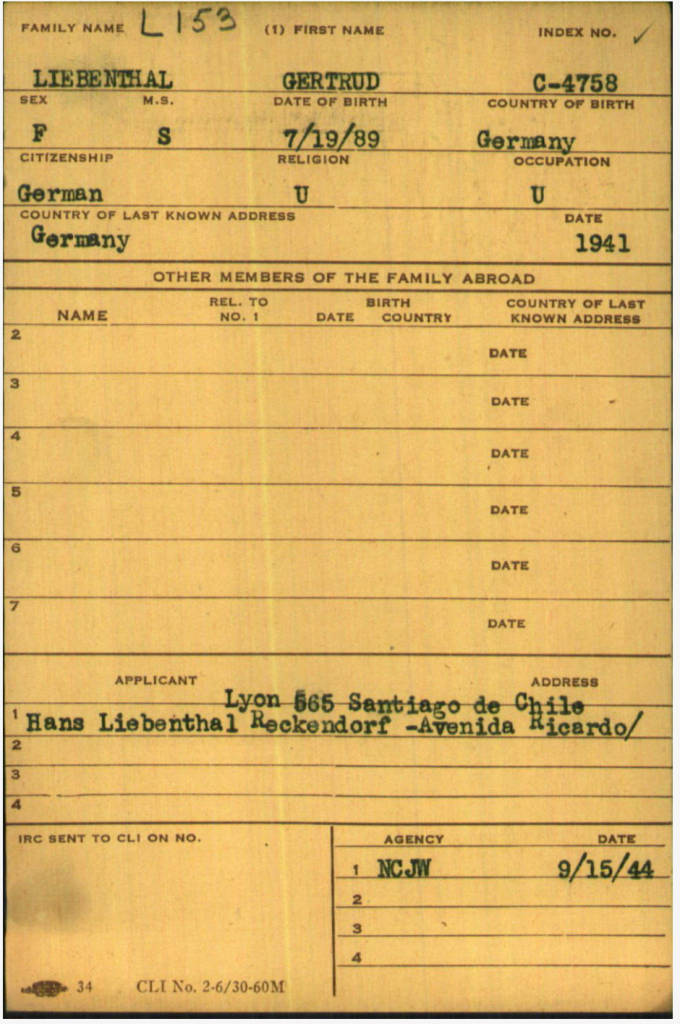 Foto der Todesanzeige von Gertrud Liebenthal