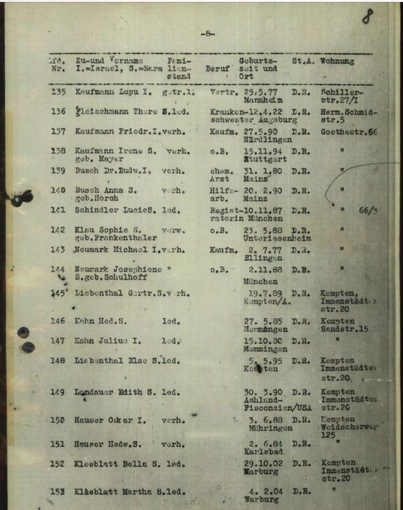 Foto des Informationsbogens über Edith Landauer